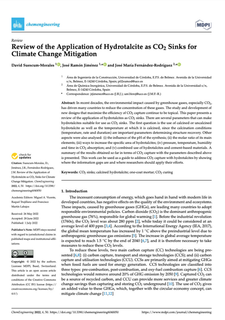 Review of the Application of Hydrotalcite as CO2 Sinks for Climate Change Mitigation